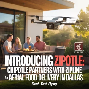 معرفی زیپotle  همکاری چیپوتل با زیپ‌لاین برای تحویل هوایی غذا در دالاس