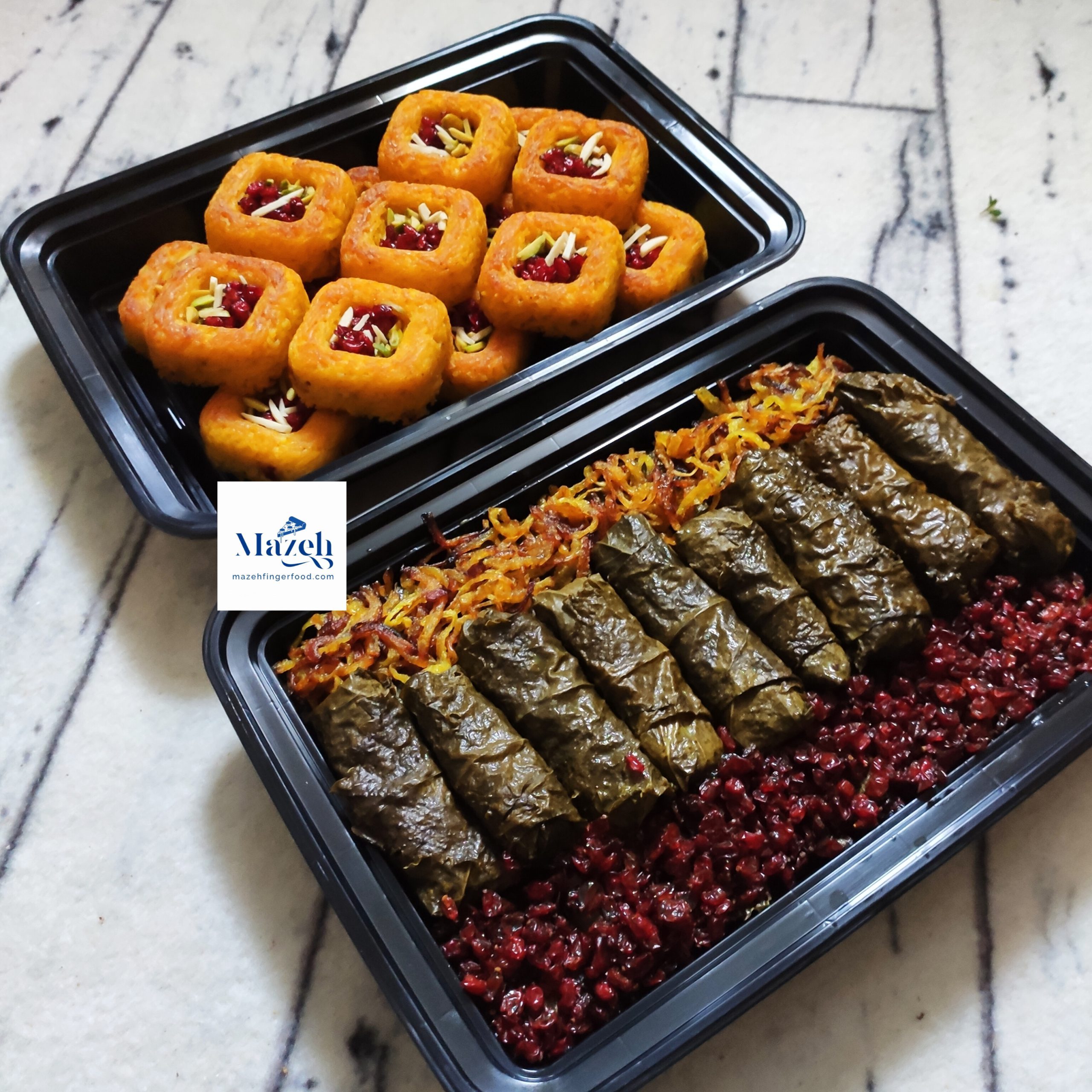 سفارش غذای کیلویی ته چن و دلمه برگ مو