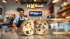 «اچ اند اچ بیگلز» با پنیر خامه‌ای رنگین‌کمانی، حال و هوای تعطیلات را دگرگون کرد